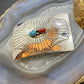 Native American Sterling Silver Turquoise & Coral Stamped Unisex Belt Buckle #2