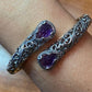 Carolyn Pollack Sterling Silver Amethyst Doublet Overlapping Decorated Hinged Bracelet