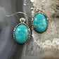 Native American Sterling Silver Oval Kingman Turquoise Dangle Earrings For Women