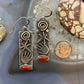 Alex Sanchez Sterling Silver Coral Rectangle Petroglyph Dangle Earrings For Women #5