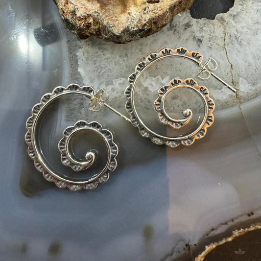 Carolyn Pollack Sterling Silver Stamped Spiral Post Earrings For Women