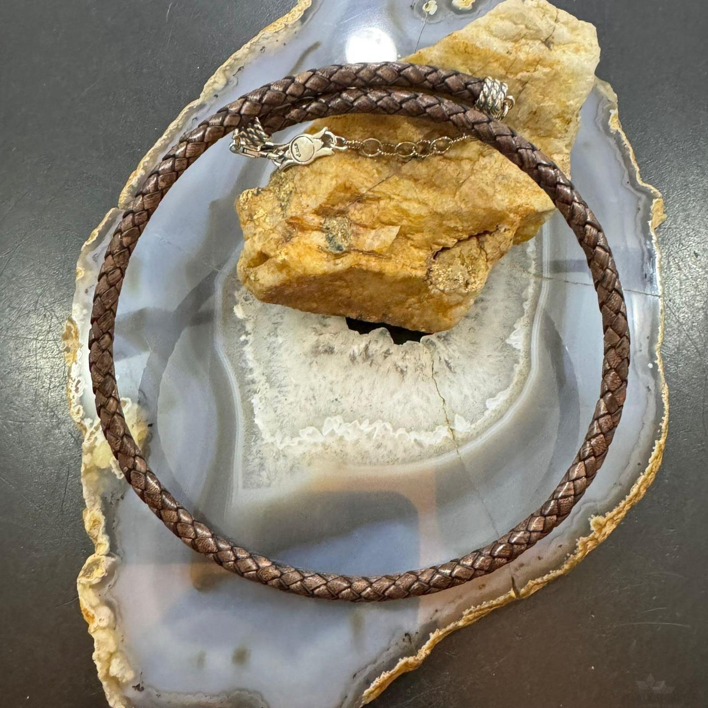 Carolyn Pollack Antique Brown Braided Leather Lobster Clasp Unisex Necklace