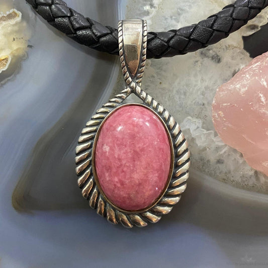 Carolyn Pollack Southwestern Style Sterling Silver Pink Rhodonite Rope Enhancer Pendant For Women