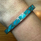 Vintage Native American Sterling Silver Turquoise Geometric Inlay Bracelet For Women