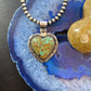 Native American Sterling Silver Boulder Ribbon Turquoise Heart Pendant For Women #1