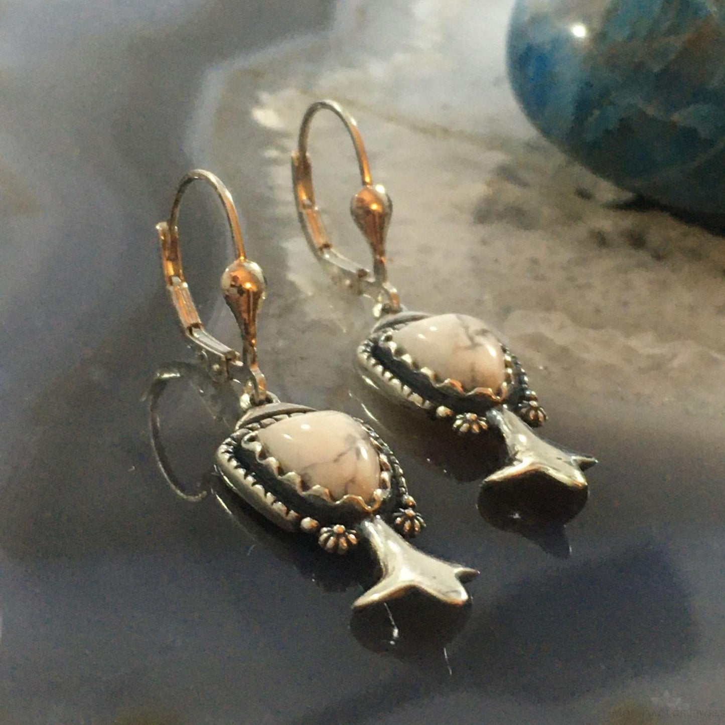 Carolyn Pollack Southwestern Style Sterling Silver Howlite Dangle Earrings For Women
