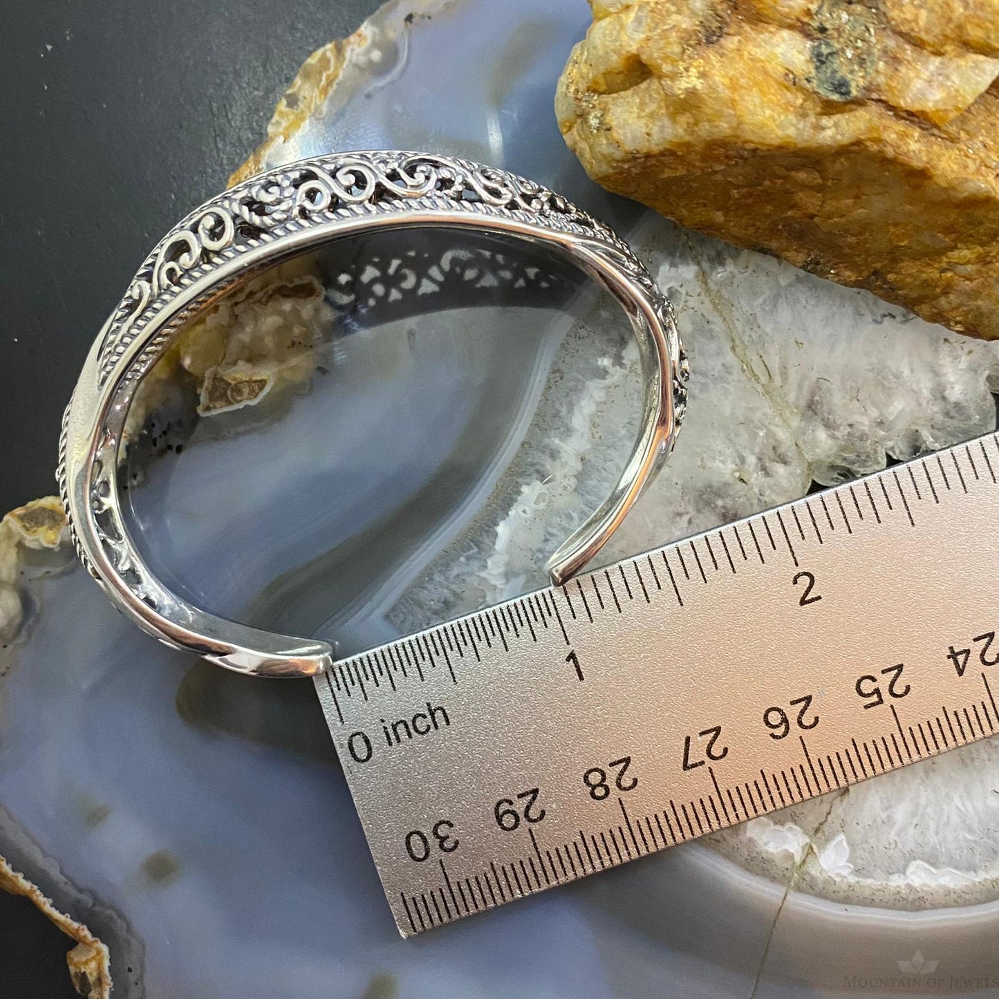 Carolyn Pollack Vintage Sterling Silver Decorated Ribbon Bracelet For Women