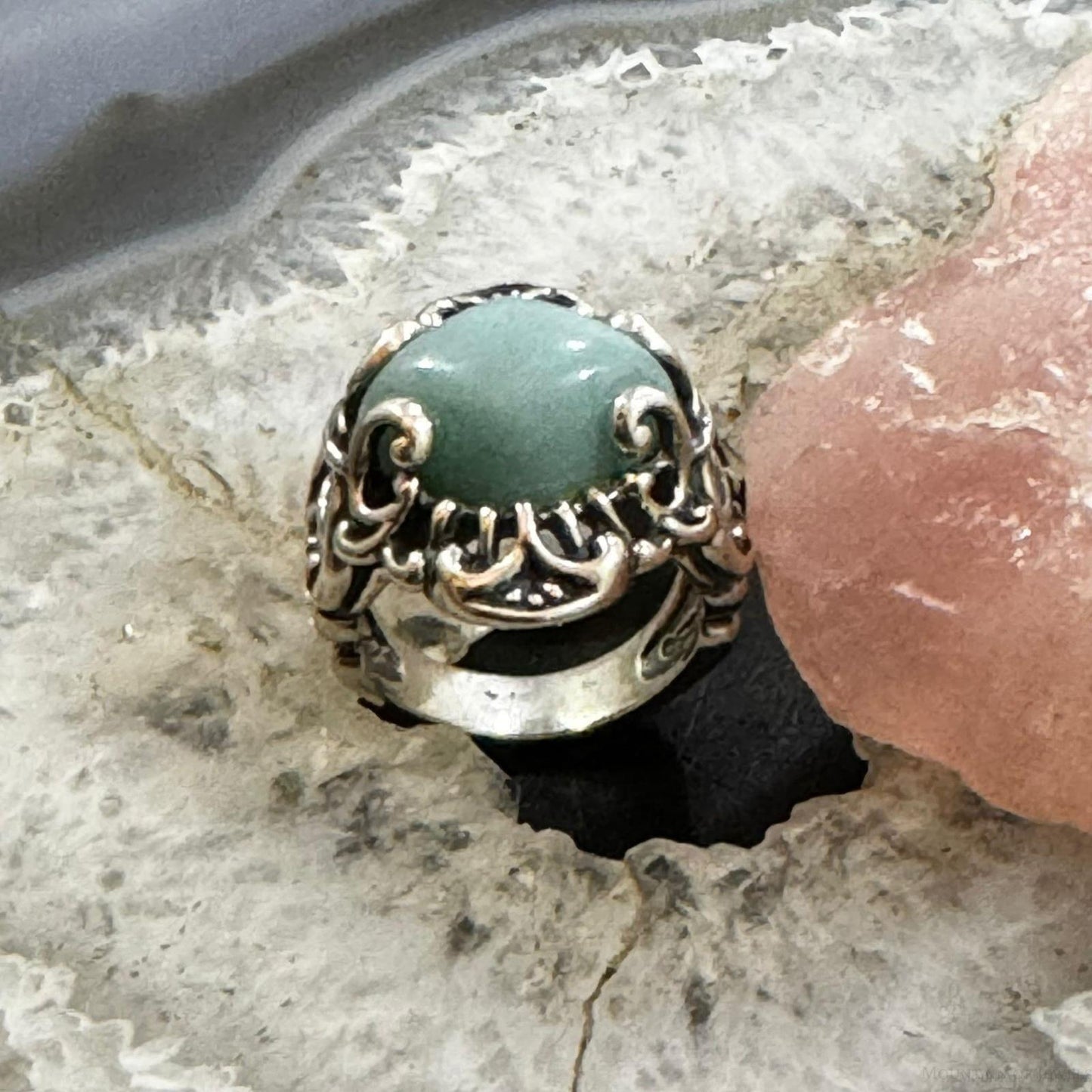 Carolyn Pollack Sterling Silver Amazonite Filigree Decorated Ring For Women