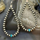 Navajo Pearl Beads 3mm & Turquoise Bead 5 mm Sterling Silver Dangle Earrings For Women