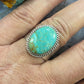 Vintage Native American Sterling Oval Turquoise Wide Band Unisex Ring Size 12.25