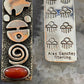 Alex Sanchez Native American Sterling Silver Coral Rectangle Petroglyph Dangle Earrings For Women #6