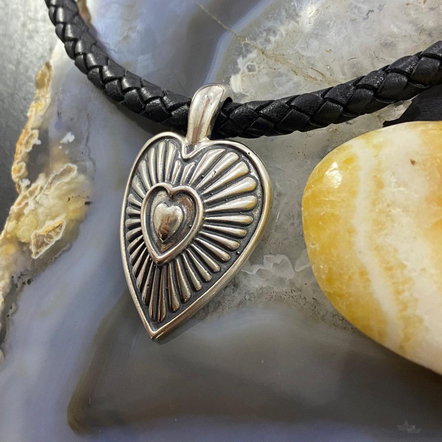 Carolyn Pollack Southwestern Style Sterling Silver Engraved Triple Heart Enhancer Pendant For Women