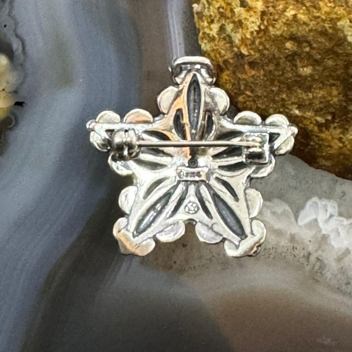 Carolyn Pollack Sterling Silver Engraved Decorated Star Unisex Pendant/Brooch