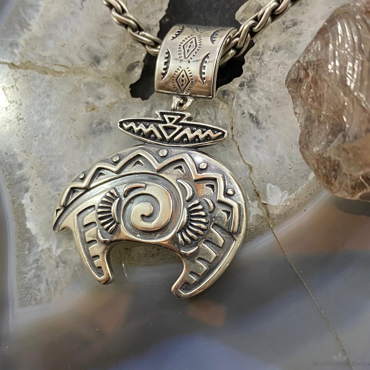 Carolyn Pollack Southwestern Style Sterling Spirit Bear w/Petroglyphs Pendant For Women