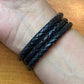 Carolyn Pollack Sterling Silver Black Braided Leather Unisex Coil Wrap Bracelet
