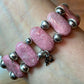 Carolyn Pollack Vintage Sterling Silver 11 Oval Rhodonite Bead Stretch Bracelet For Women