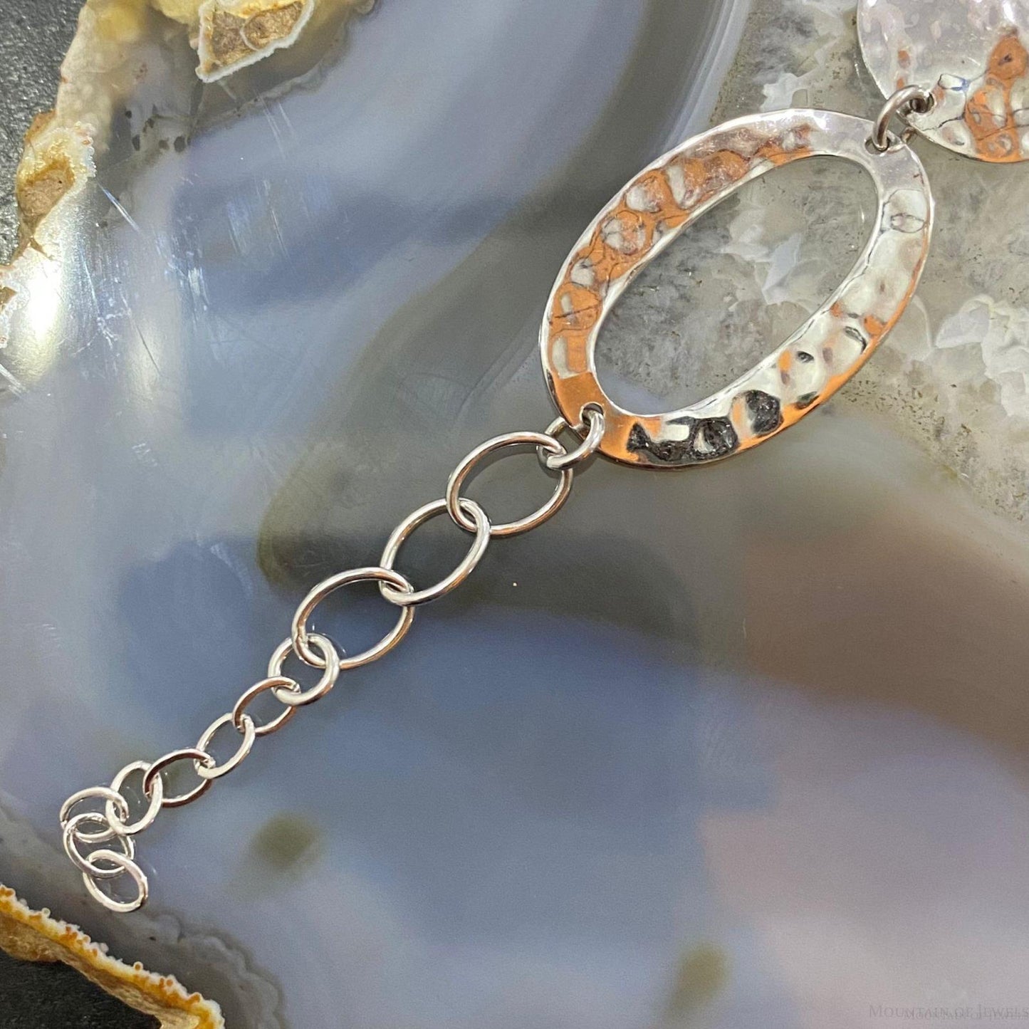 Sterling Silver Lobster Clasp Fashion 6-8" Hammered Link Bracelet For Women