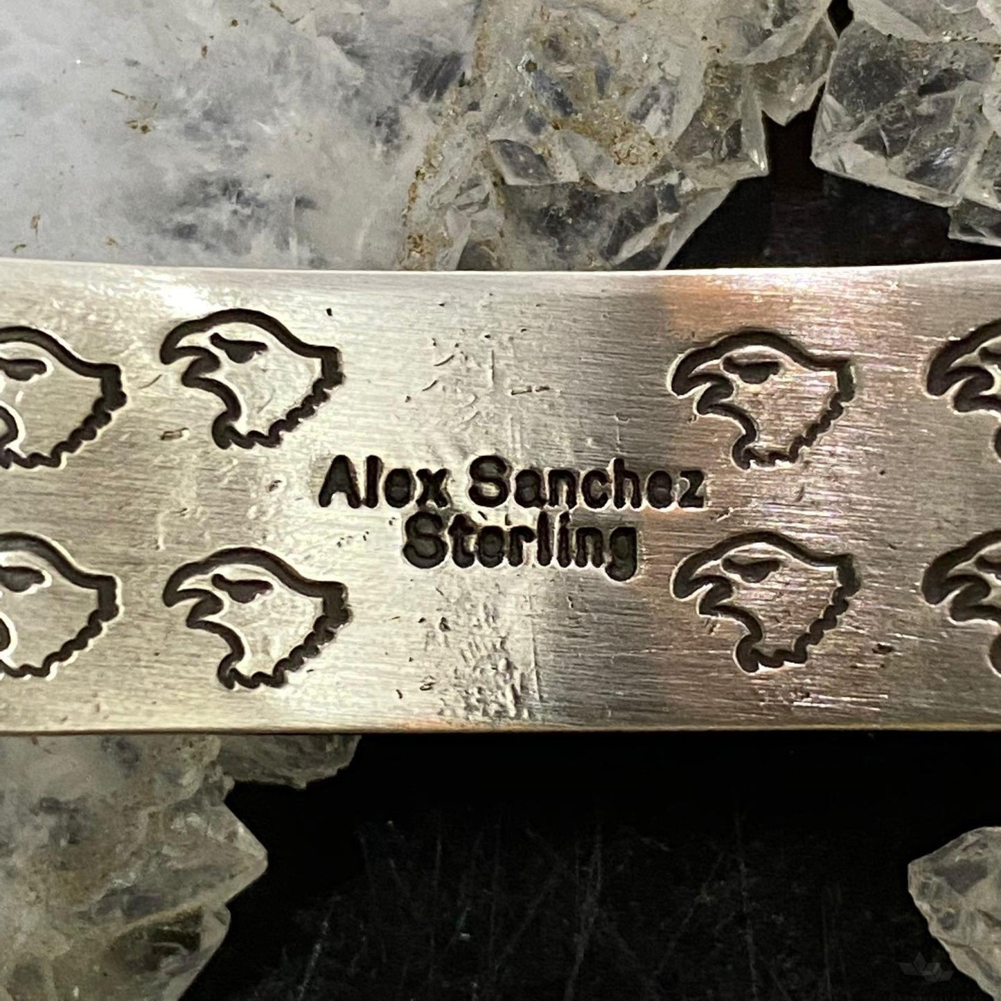 Alex Sanchez Native American Sterling Silver Petroglyph Bracelet For Women #9