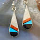 Sheryl Edaakie Zuni Native American Sterling Silver Multi Stone Inlay Dangle Earrings  For Women #2