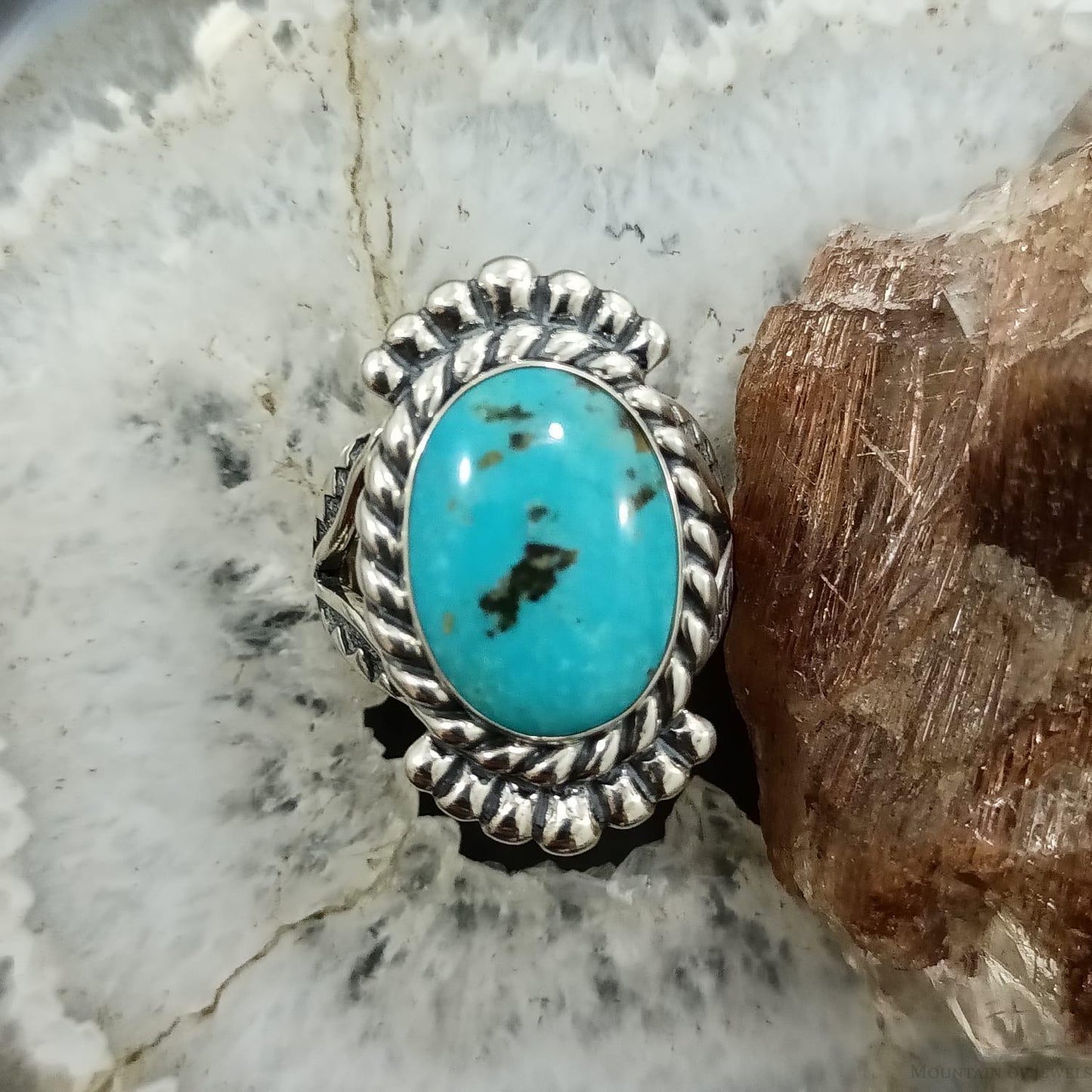 Carolyn Pollack Sterling Silver Oval Turquoise Decorated Ring Size 9.5 For Women