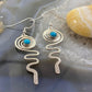 Brad Panteah Native American Sterling Silver Turquoise Spiral Dangle Earrings For Women