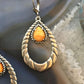 Carolyn Pollack Southwestern Style Sterling Pear Orange Spiny Oyster Decorated Hoop Dangle Earrings