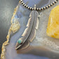 Billy Long Native American Sterling Silver Oxidized Feather w/Turquoise Unisex Pendant