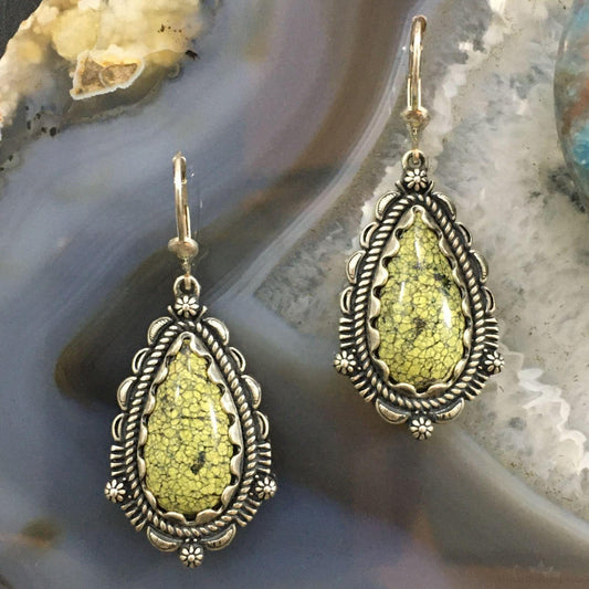 Carolyn Pollack Southwestern Style Sterling Silver Pear Serpentine Decorated Dangle Earrings For Women