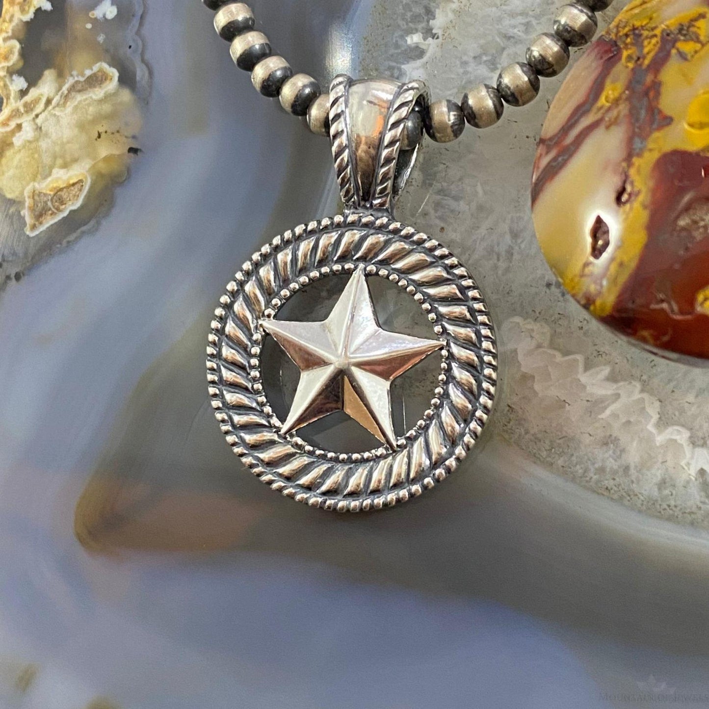 Carolyn Pollack Southwestern Style Sterling Silver Texas Star Decorated Pendant