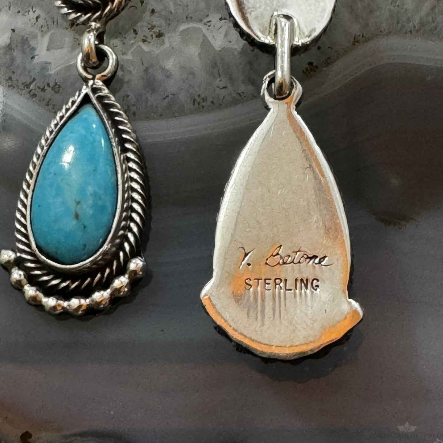 Verley Betone Sterling Silver Coral & 2 Turquoise Decorated Dangle Earrings For Women