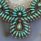Vintage Native American Sterling Turquoise Needlepoint Cluster 17" Necklace For Women
