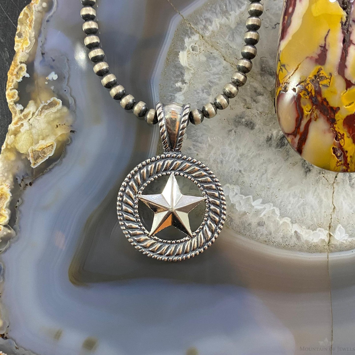 Carolyn Pollack Southwestern Style Sterling Silver Texas Star Decorated Pendant