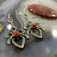 Kevin Billah Stamped Sand Cast w/Coral Sterling Silver Dangle Earrings For Women
