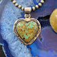 Native American Sterling Silver Boulder Ribbon Turquoise Heart Pendant For Women #1