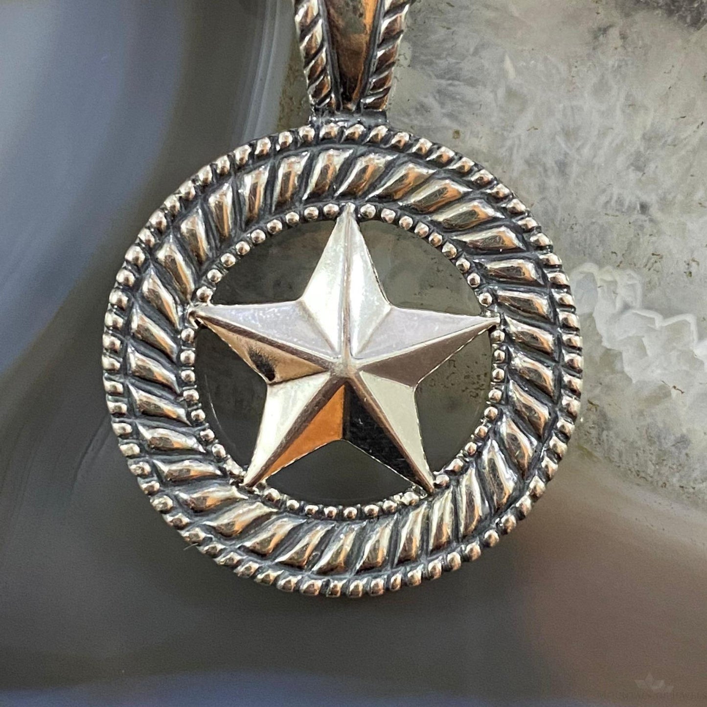 Carolyn Pollack Southwestern Style Sterling Silver Texas Star Decorated Pendant