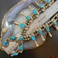 Vintage Native American Silver 15 Kingman Turquoise 28" Squash Blossom Necklace For Women