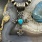 Kevin Billah Native American Sterling Silver Turquoise Decorated Unisex Cross Pendant #1