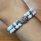 Carolyn Pollack Sterling Silver 2 Strand Howlite With Owl Stretch Bracelet For Women