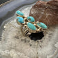 Vintage Silver Ray Sterling Silver Elongated Turquoise Cluster Ring Size 9 For Women