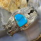 Vintage Native American Sterling Silver Turquoise Stamped Bracelet For Women