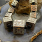 Vintage Native American Sterling Silver 13 Stamped Cube Beads on 20" Onyx Bead Necklace