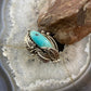 Vintage Native American Sterling Elongated Turquoise Decorated Ring Size 7 For Women