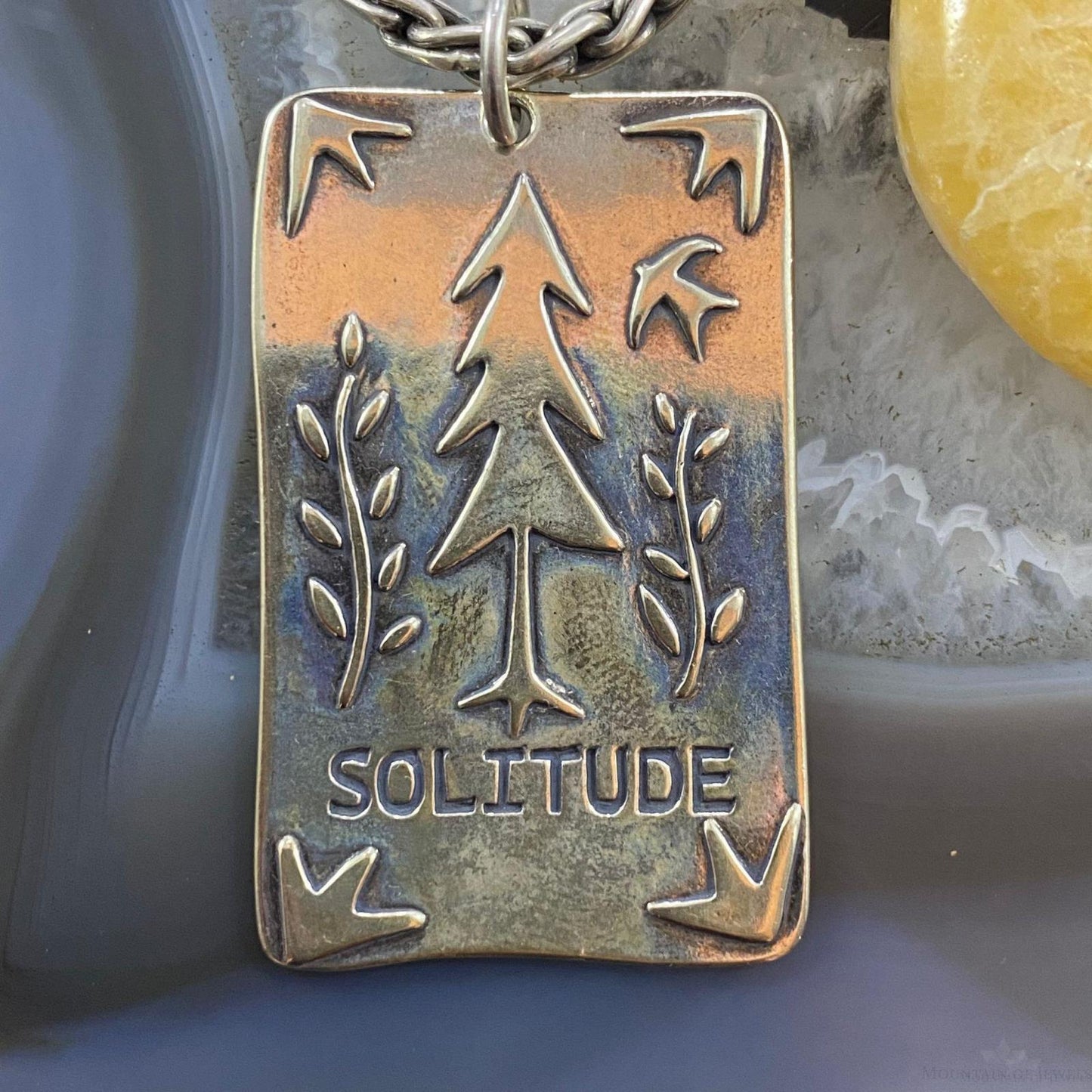 Russell Grey and Carolyn Pollack Sterling Silver Rectangle Solitude Nature Scene Pendant For Women