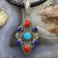 Carolyn Pollack Southwestern Style Sterling Silver Turquoise, Lapis, Red Jasper Pendant For Women