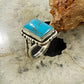 Native American Sterling Silver Rectangle Blue Ridge Turquoise Mini Bar Ring Size 6.5 For Women #2