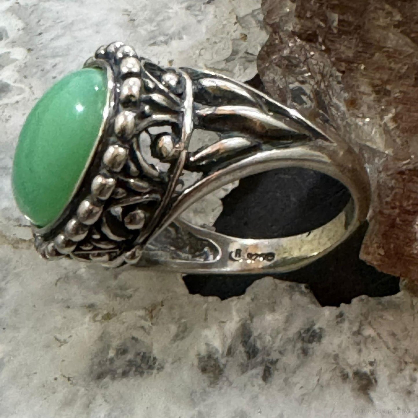 Carolyn Pollack Sterling Silver Oval Variscite Decorated Dome Ring For Women