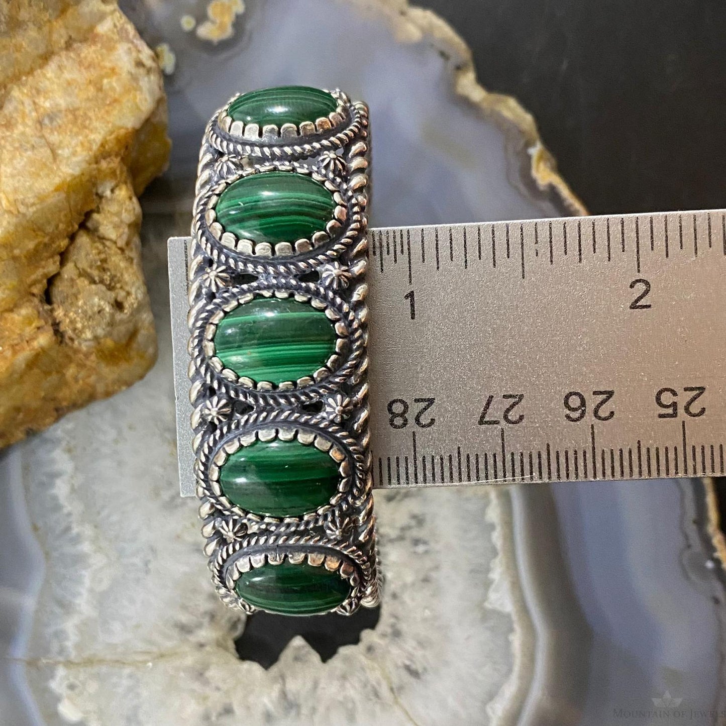 Carolyn Pollack Vintage Southwestern Style Sterling Silver Malachite Bracelet For Women