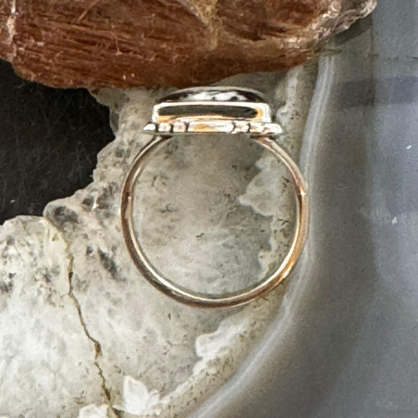 Native American Sterling Silver White Buffalo Mini Bar Ring Size 6.5 For Women