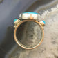 Vintage Native American Sterling Silver 3 Turquoise Ring Size 8 For Women