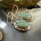 Native American Sterling Silver Oval Turquoise Decorated Dangle Earrings For Women